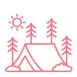 camping tent with trees icon