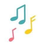 Musical notes in different colors.