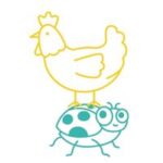 Chicken on top of a bug icon.